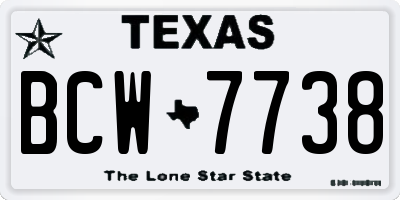 TX license plate BCW7738