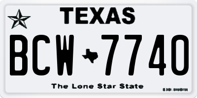 TX license plate BCW7740