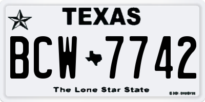 TX license plate BCW7742