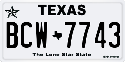TX license plate BCW7743