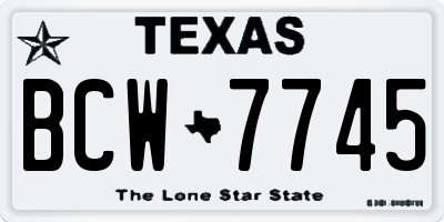 TX license plate BCW7745