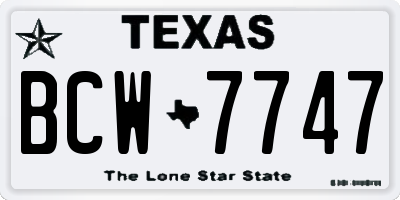TX license plate BCW7747