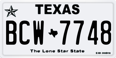 TX license plate BCW7748