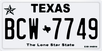 TX license plate BCW7749