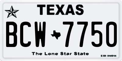 TX license plate BCW7750