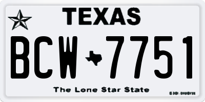 TX license plate BCW7751