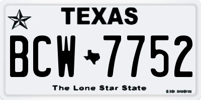 TX license plate BCW7752