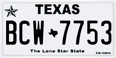 TX license plate BCW7753