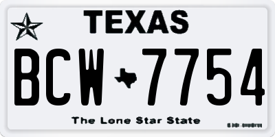 TX license plate BCW7754