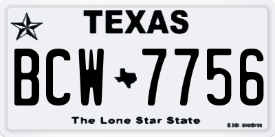 TX license plate BCW7756