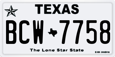 TX license plate BCW7758