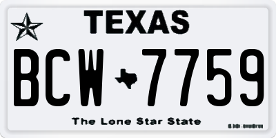 TX license plate BCW7759