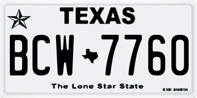 TX license plate BCW7760