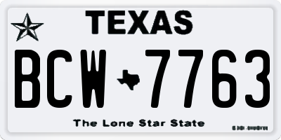 TX license plate BCW7763