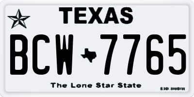 TX license plate BCW7765