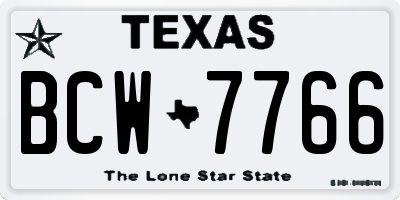 TX license plate BCW7766