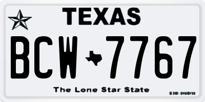 TX license plate BCW7767