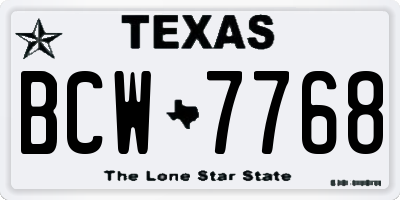 TX license plate BCW7768