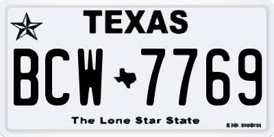 TX license plate BCW7769