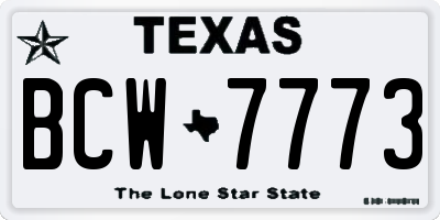 TX license plate BCW7773