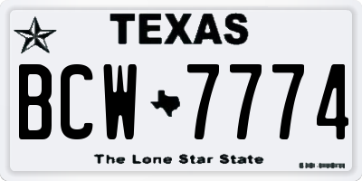TX license plate BCW7774