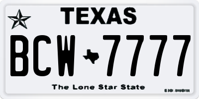 TX license plate BCW7777