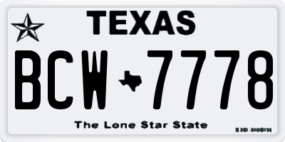 TX license plate BCW7778