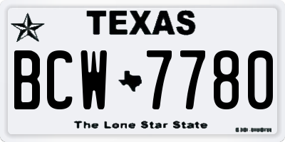 TX license plate BCW7780