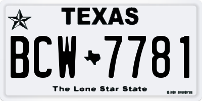 TX license plate BCW7781
