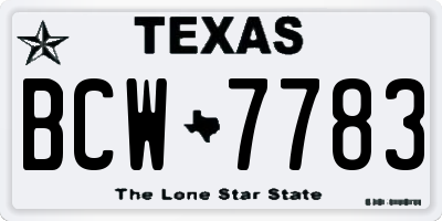 TX license plate BCW7783