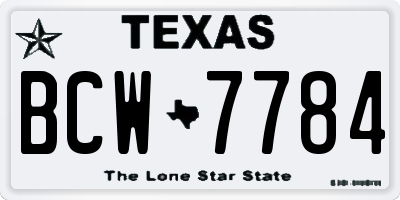 TX license plate BCW7784