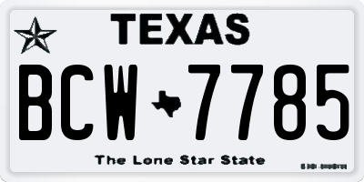 TX license plate BCW7785