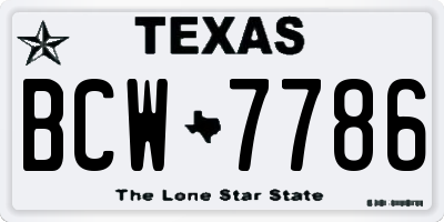 TX license plate BCW7786