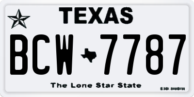 TX license plate BCW7787