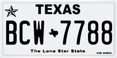 TX license plate BCW7788