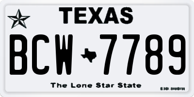TX license plate BCW7789
