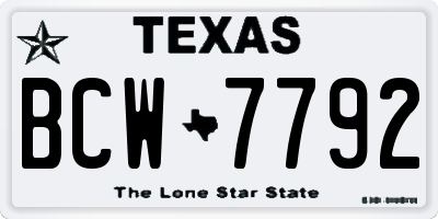 TX license plate BCW7792