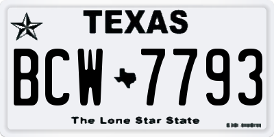 TX license plate BCW7793