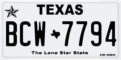 TX license plate BCW7794