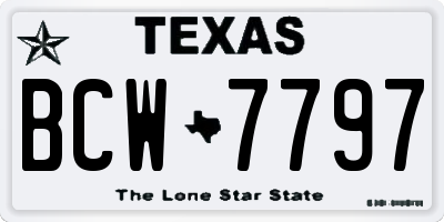 TX license plate BCW7797