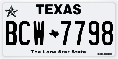 TX license plate BCW7798