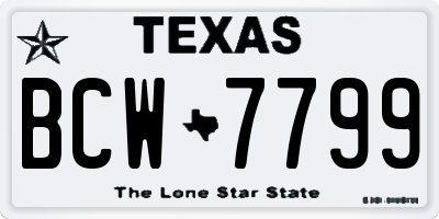 TX license plate BCW7799