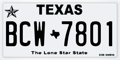 TX license plate BCW7801