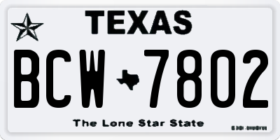 TX license plate BCW7802