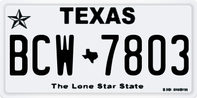 TX license plate BCW7803