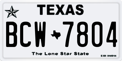 TX license plate BCW7804