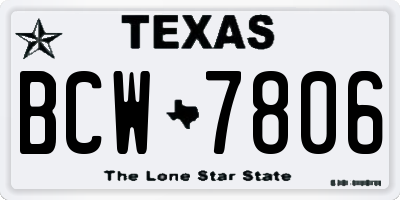 TX license plate BCW7806