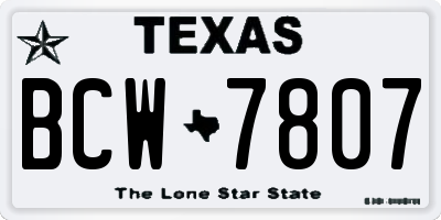 TX license plate BCW7807