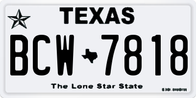 TX license plate BCW7818