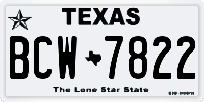 TX license plate BCW7822
